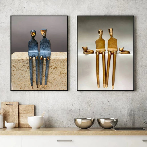 Enchanting Gold Tone Lovebirds Canvas Print - Elegant Home Wall Decor Gift