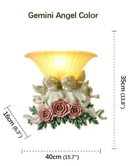 Charming Vintage Angel LED Wall Light - Contemporary Resin Home Accent Fixture