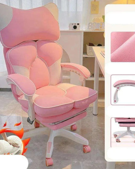 Nordic Luxe Gaming Chair with Genuine Leather and 360-Degree Swivel