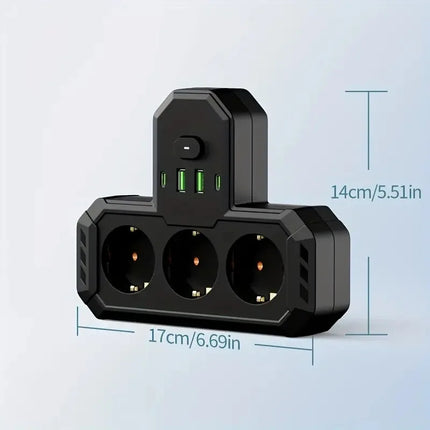AXUS Store 4-Socket Power Strip with 2 USB & 1 Type-C Ports, 2500W