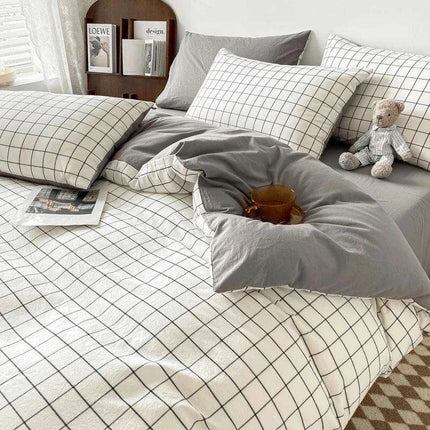 Nordic Lattice Green Grid Bedding Ensemble
