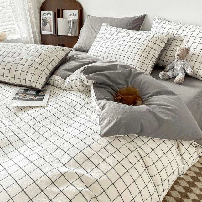 Nordic Lattice Green Grid Bedding Ensemble
