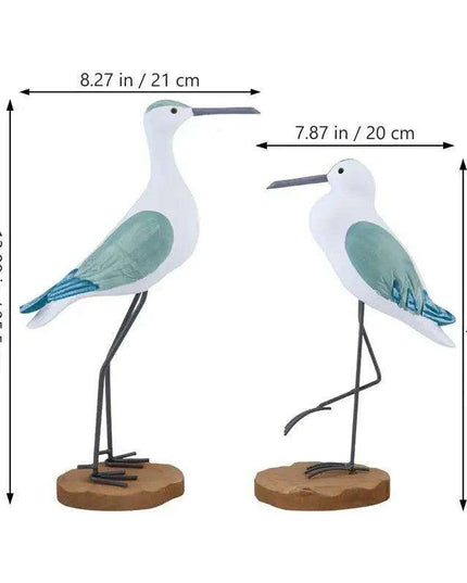 Coastal Elegance Wooden Seagull Decor - Set of 2 for Home and Garden