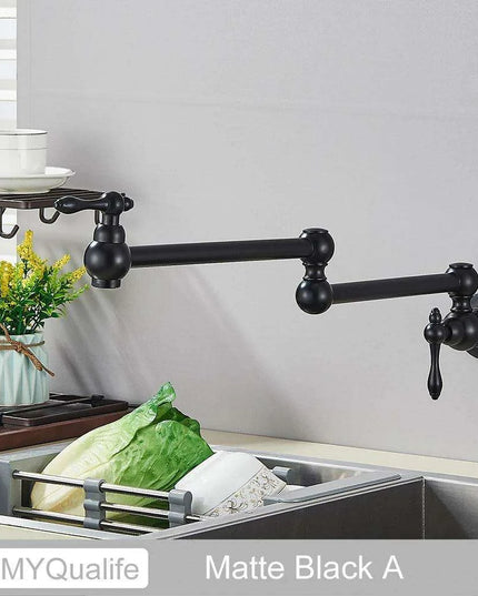 Sleek Brushed Gold Brass Wall-Mounted Pot Filler Faucet for a Chic Kitchen Upgrade