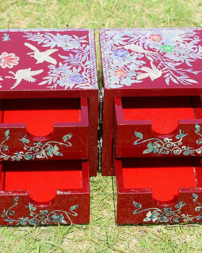 Luxurious Mother of Pearl Jewelry Organizer with Four Drawer Compartments – A Thoughtful Gift for Loved Ones