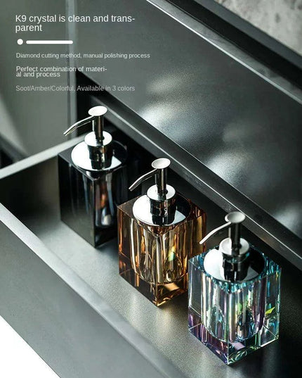 Sophisticated Square Hotel Glass Soap Dispenser with Polished Silver Pump for Contemporary Bathrooms