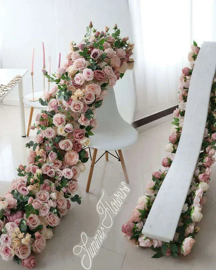 Luxury 2m Floral Table Runner for Weddings - Stunning Artificial Flower Decor and Arch Arrangement