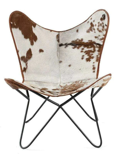Vintage Elegance Cowhide Leather Folding Butterfly Chair