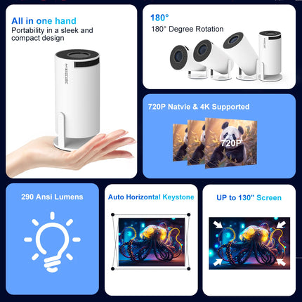 Magcubic HY300 Pro 4K Projector, Android 11, Dual WiFi 6, 290 ANSI