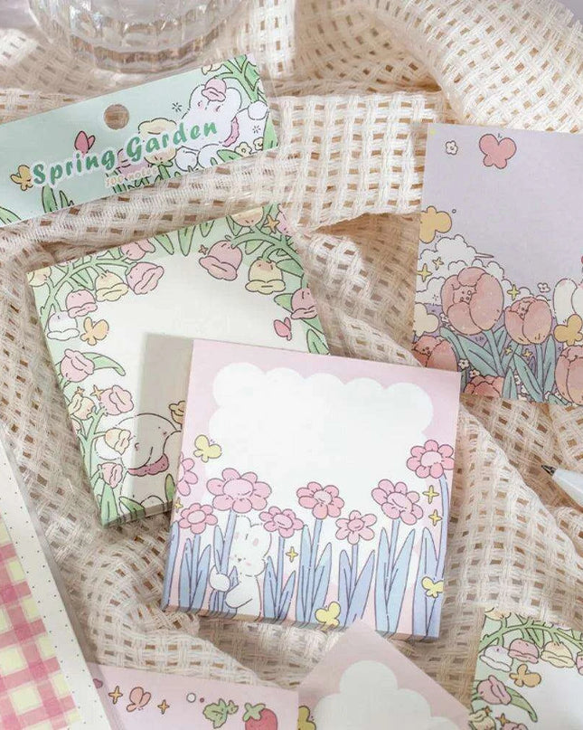 Floral Charm Pocket Memo Set - 100 Sheets, 8x8cm, 66g
