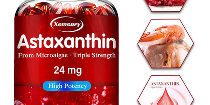 Xemenry Astaxanthin 24mg Triple Strength Softgels — High Potency Microalgae Antioxidant Supplement