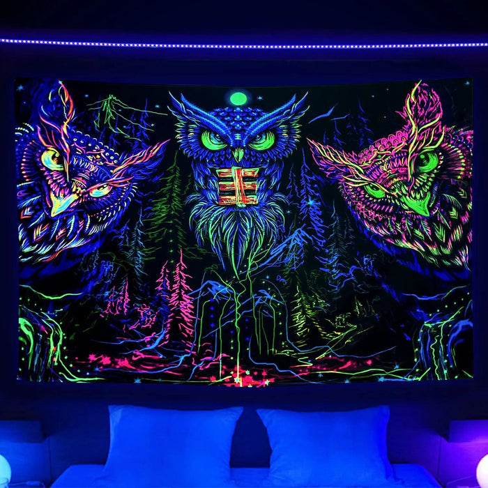 Vibrant Neon Anime Punk Tapestry - Illuminate Your Room with Fluorescent Artistry