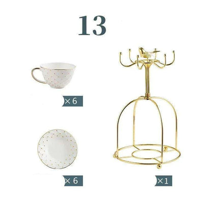 Elegant European Bone China Coffee and Tea Set with Chic Ceramic Teapot