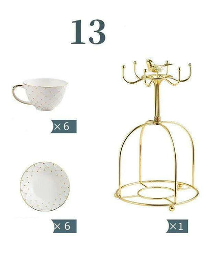 Elegant European Bone China Coffee and Tea Set with Chic Ceramic Teapot