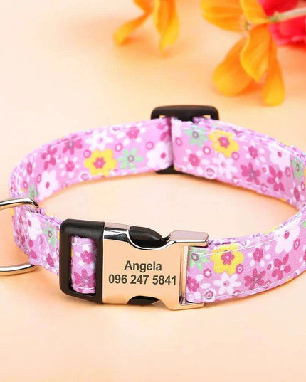 Personalized Floral Nylon Dog Collar - Stylish ID Collars for Dogs of All Sizes