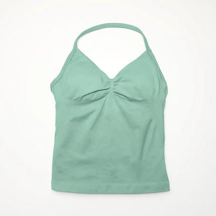 NCLAGEN Women's Longline Strappy Yoga Vest with Open Back for Fitness