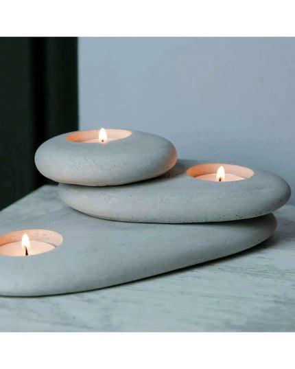 Modern Gray Concrete Candle Holder Trio - Chic Accent for Home Serenity and Gifting