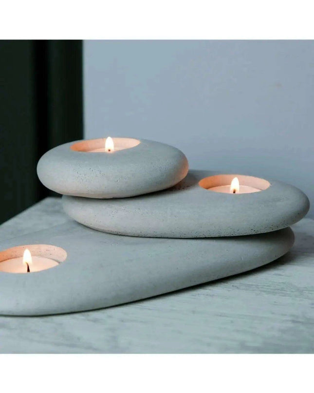 Modern Gray Concrete Candle Holder Trio - Chic Accent for Home Serenity and Gifting