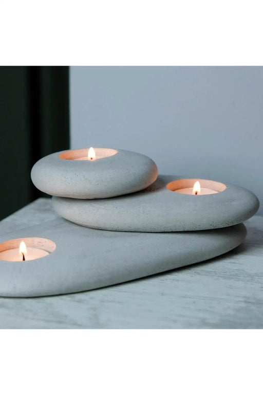 Modern Gray Concrete Candle Holder Trio - Chic Accent for Home Serenity and Gifting