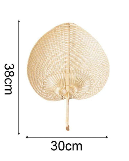 Vintage Raffia Hand Fan - Artisan Bamboo Cooling Accessory for Elegant Summer Celebrations