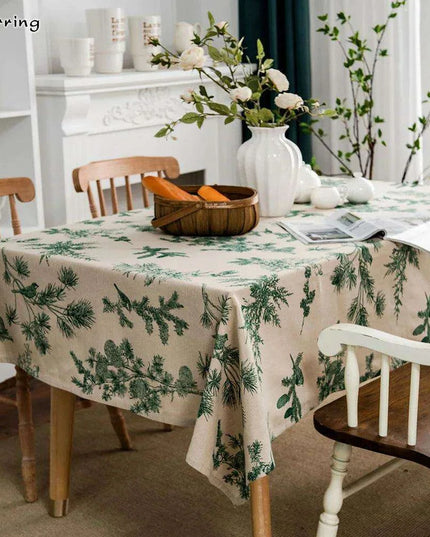 Chic Pine Green Festive Table Cover - Sophisticated Dining Essential