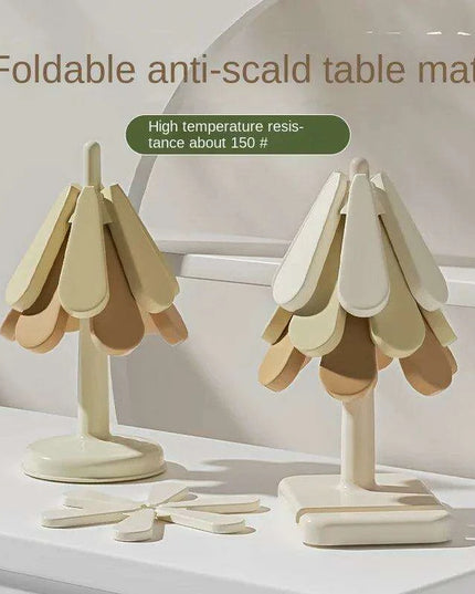 Silicone Heat-Resistant Trivet (Set of 3 with 1 Stand) - Lightweight Non-Slip Insulated Pads