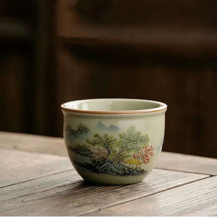 Elegant Landscape Ceramic Tea Cup for Traditional Kung Fu Tea Ceremony