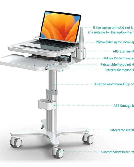 Versatile Ergonomic Medical Mobile Cart with Advanced Laptop Protection and Robust Design