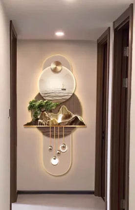 Grand Landscape Entrance Painting with Integrated Light