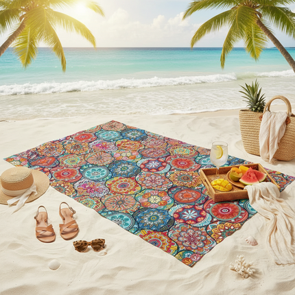 A20MaoX Mandala Beach Towel - Soft Quick-Dry Microfiber, Colorful Desi Beach Towels macaron-colorful-mandala-beach-towel-soft-quick-dry-microfiber-towel-for-pool-vacation-daily-essentials