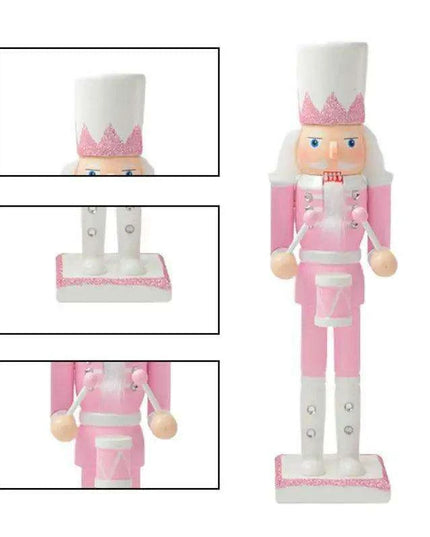 30cm Regal Pink Walnut Nutcracker - Charming Holiday Decoration & Gift for Young Girls