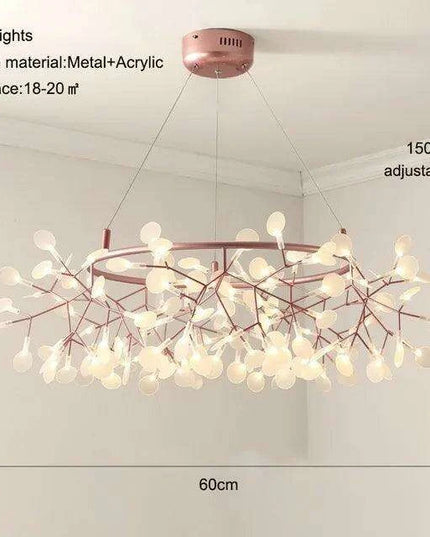 Nordic Firefly Chandelier: Customizable Rose Gold & Black Lighting Masterpiece