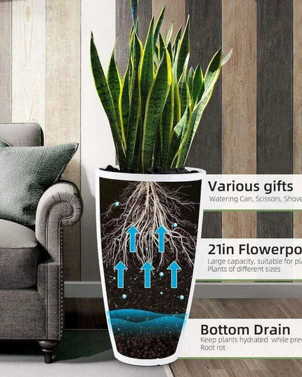 Elegant 21-Inch Planter Duo for Sophisticated Garden and Porch Aesthetics