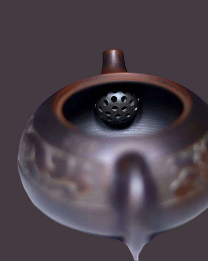 Elegant Handcrafted Purple Clay Teapot Set with Dragon and Phoenix Design - Perfect for Tea Lovers