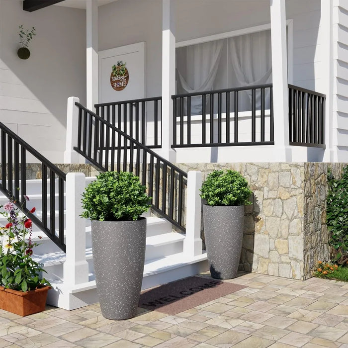 Elegant Set of 2 Tall Outdoor Planters - Chic Plant Pots for Your Front Porch and Garden