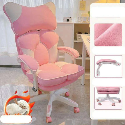 Nordic Luxe Gaming Chair with Genuine Leather and 360-Degree Swivel