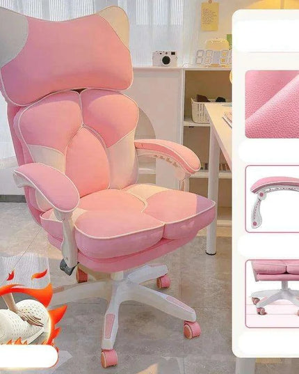 Nordic Luxe Gaming Chair with Genuine Leather and 360-Degree Swivel