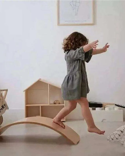 Natural Wood Wobble Board - 35 Inch Balance Rocker for All Ages