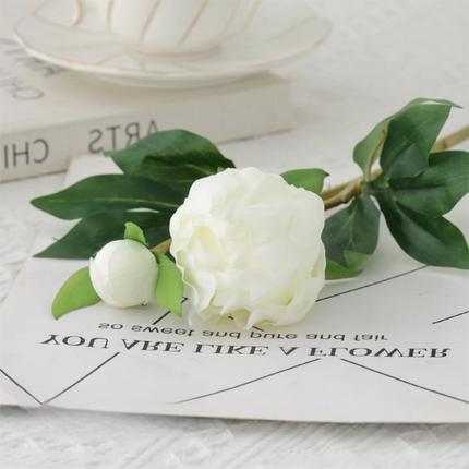Artificial Peony Stem with Bloom & Bud, 47 cm