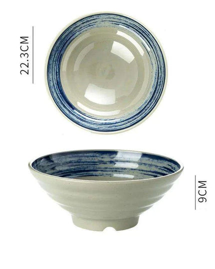 Sophisticated Japanese Melamine Noodle Bowl - Stylish Faux Porcelain Dining Set