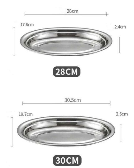 Sophisticated Stainless Steel Oval Serving Plates for an Exquisite Dining Experience
