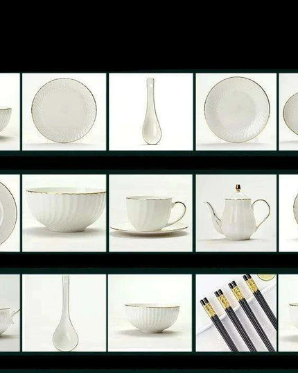 Elegant Handcrafted Gold-Accented Bone China Dinnerware Set