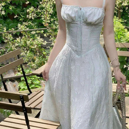 Elegant Vintage A-Line Spaghetti Strap Evening Dress for Women - Chic Square Neck Party Attire