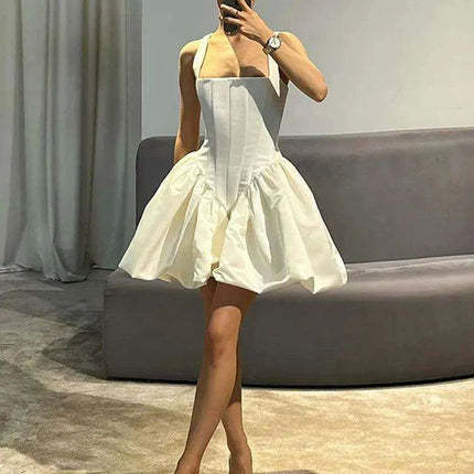 Stylish Backless Sleeveless Bubble Skirt Dress - Trendy Evening Wear for Women