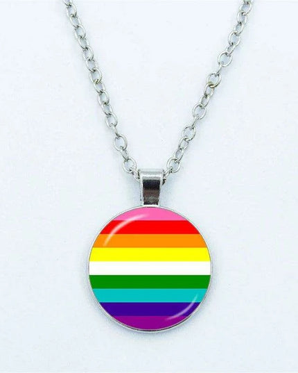 Vibrant Customizable Rainbow Glass Pendant Necklace for Love and Pride Celebration