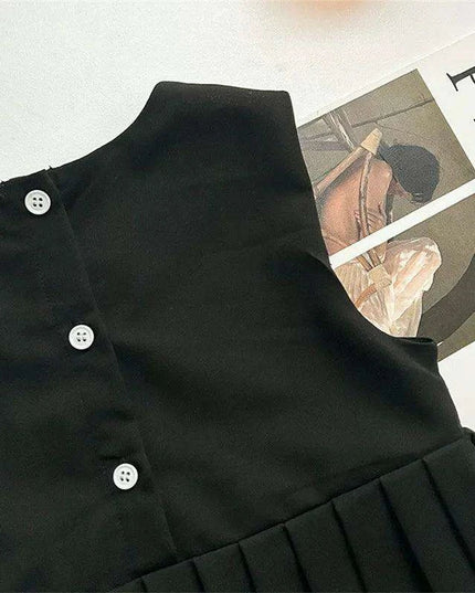 Elegant White Blouse and Chic Black Pleated Skirt for Little Girls