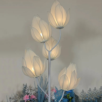 Magnolia Flower Wedding Floor Lamp | Elegant Iron & Lace Décor Light