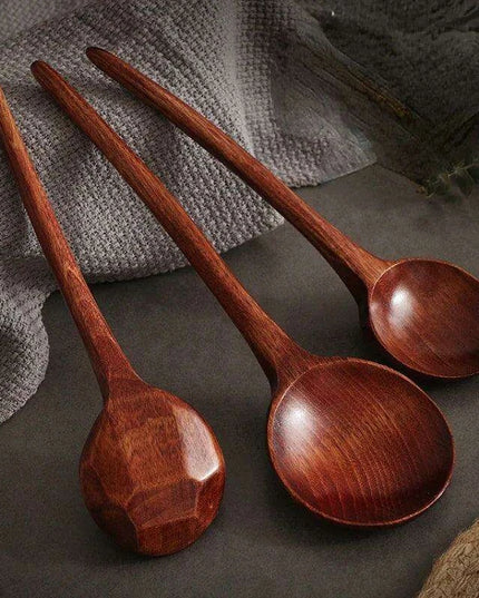 Elegant Japanese Artisan Wooden Soup Spoon with Extended Handle for Fine Dining