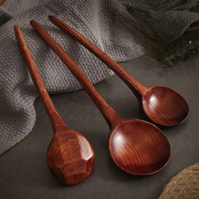 Elegant Japanese Artisan Wooden Soup Spoon with Extended Handle for Fine Dining