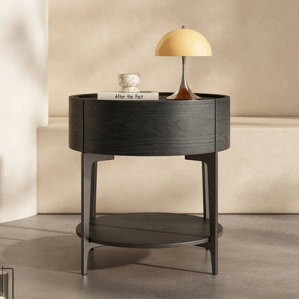 Artisanique Multifunctional Industrial Nightstand with Storage Drawer